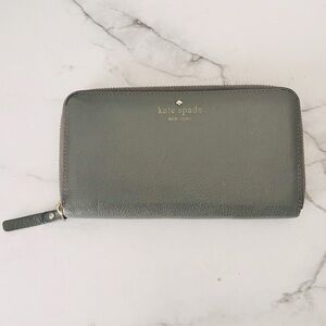 Kate Spade Women’s‎ Dark Gray Pebbled Leather Zip Around Wallet